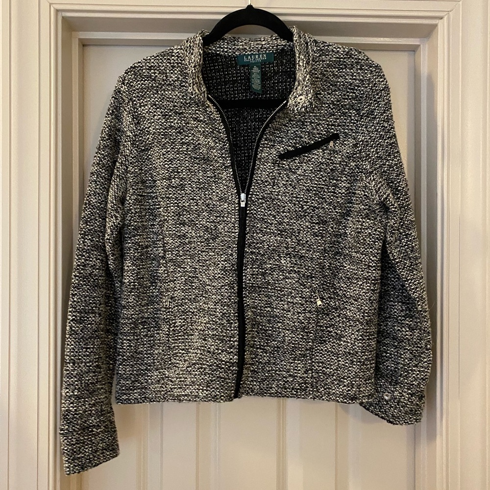 Lauren Ralph Lauren LP Classic Black and White Moto Jacket